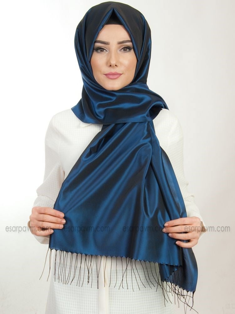Balse Trend Tafta Şal Saks-Siyah