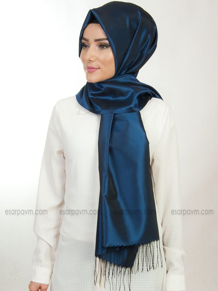 Balse Trend Tafta Şal Saks-Siyah