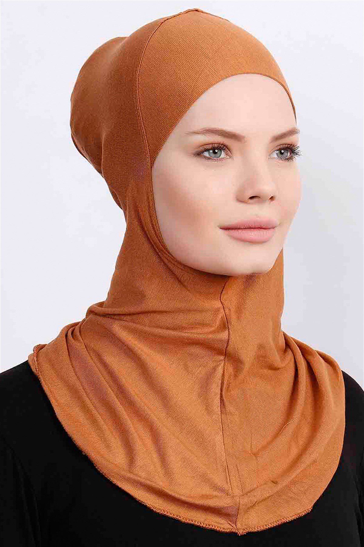 Boyunluklu Hijab Bone - Karamel