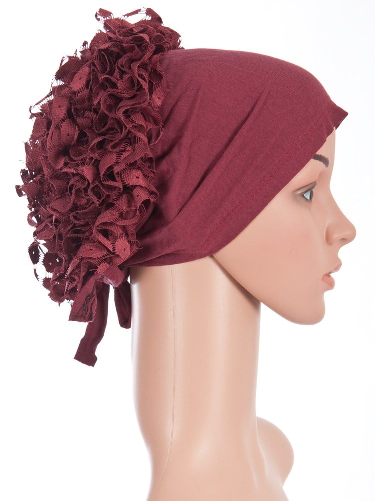 Dantelli Fırfırlı Bone - Bordo