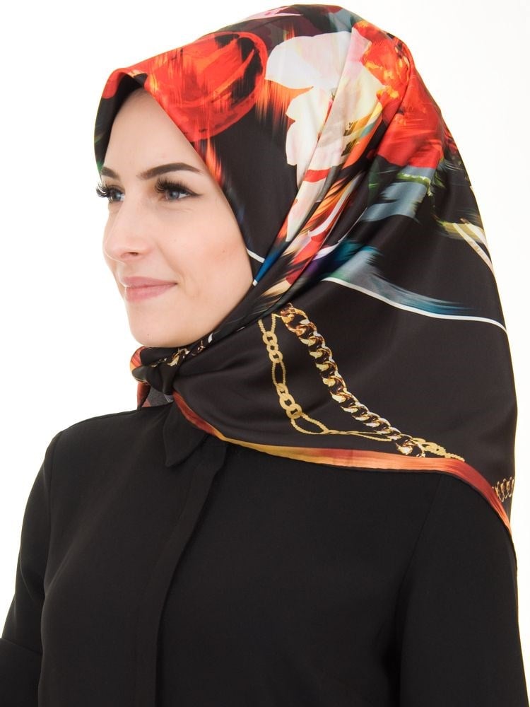 Echarpe Paris Çiçekli Twill Eşarp 7113-10
