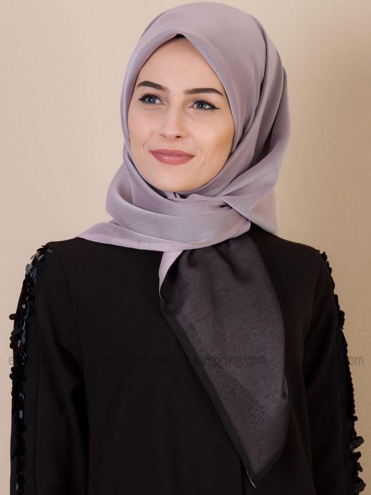 First Lady Çift Katlı Şifon Eşarp Pembe-Siyah