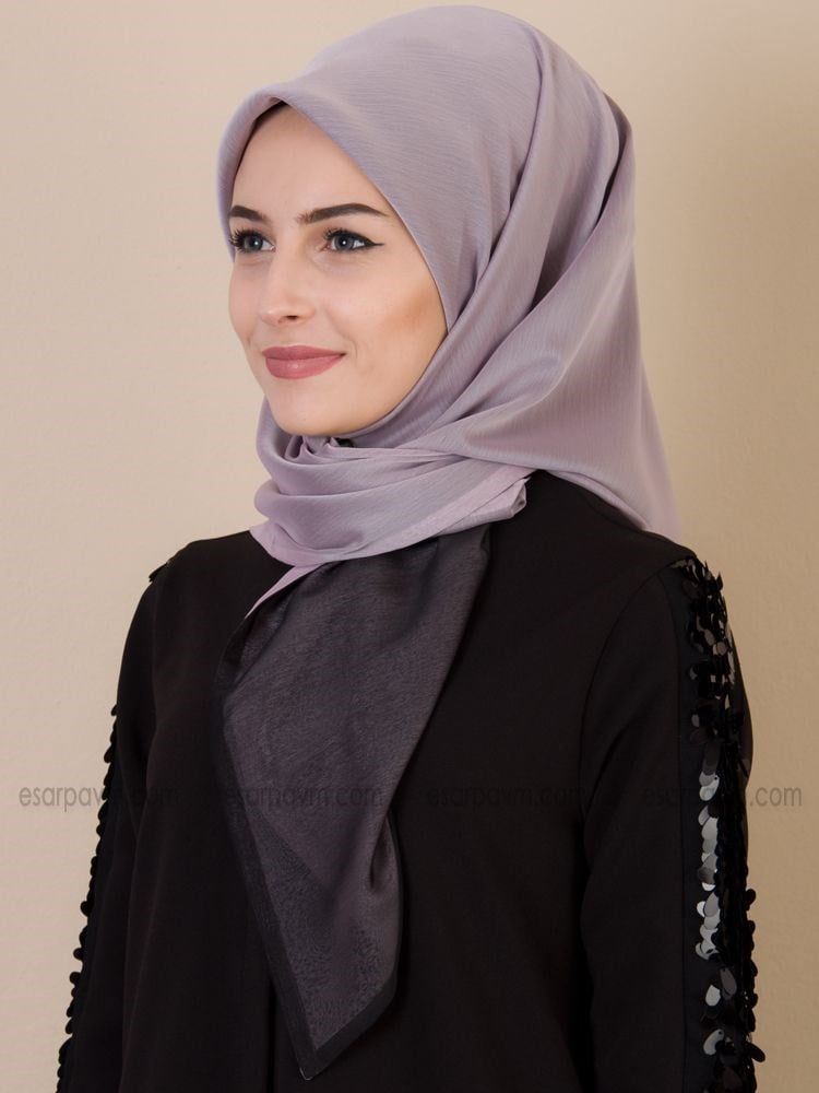 First Lady Çift Katlı Şifon Eşarp Pembe-Siyah