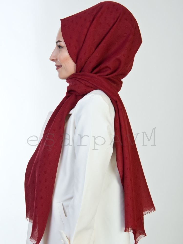 Gülsoy Minimal Desenli Pamuksu Şal Bordo