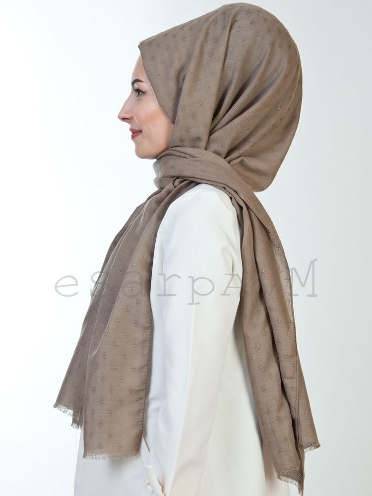 Gülsoy Minimal Desenli Pamuksu Şal Vizon