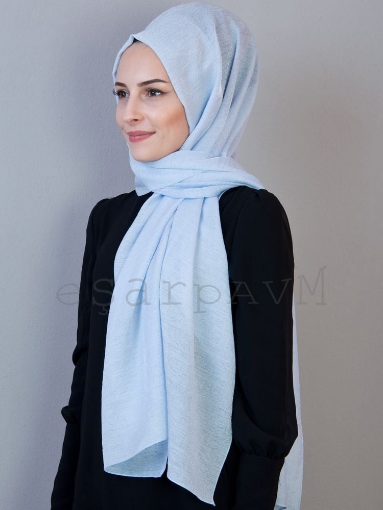 Karaca Parıltı Simli Şal Bebe Mavi