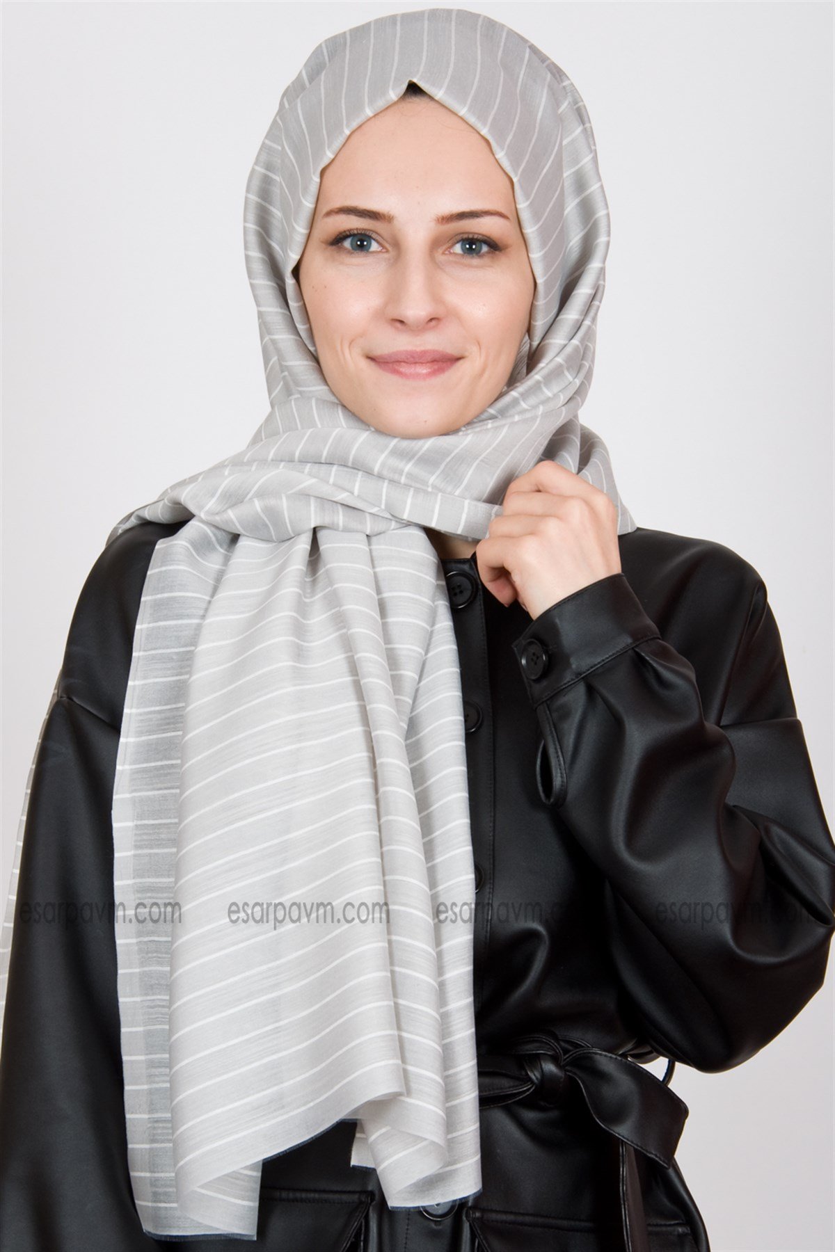 Kroren Çizgili Şal Gümüş