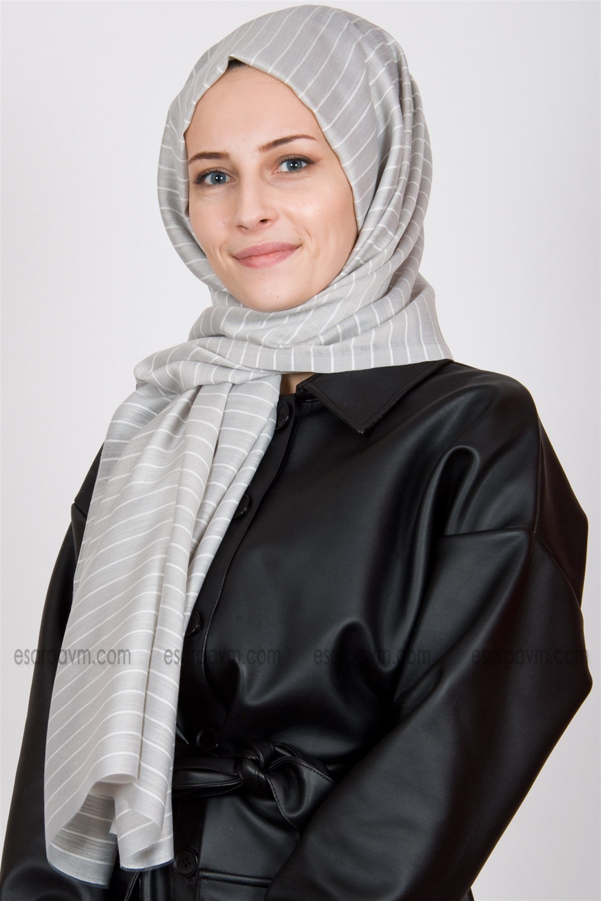 Kroren Çizgili Şal Gümüş