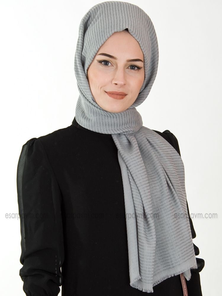 Kroren Pamuklu Şal Gri