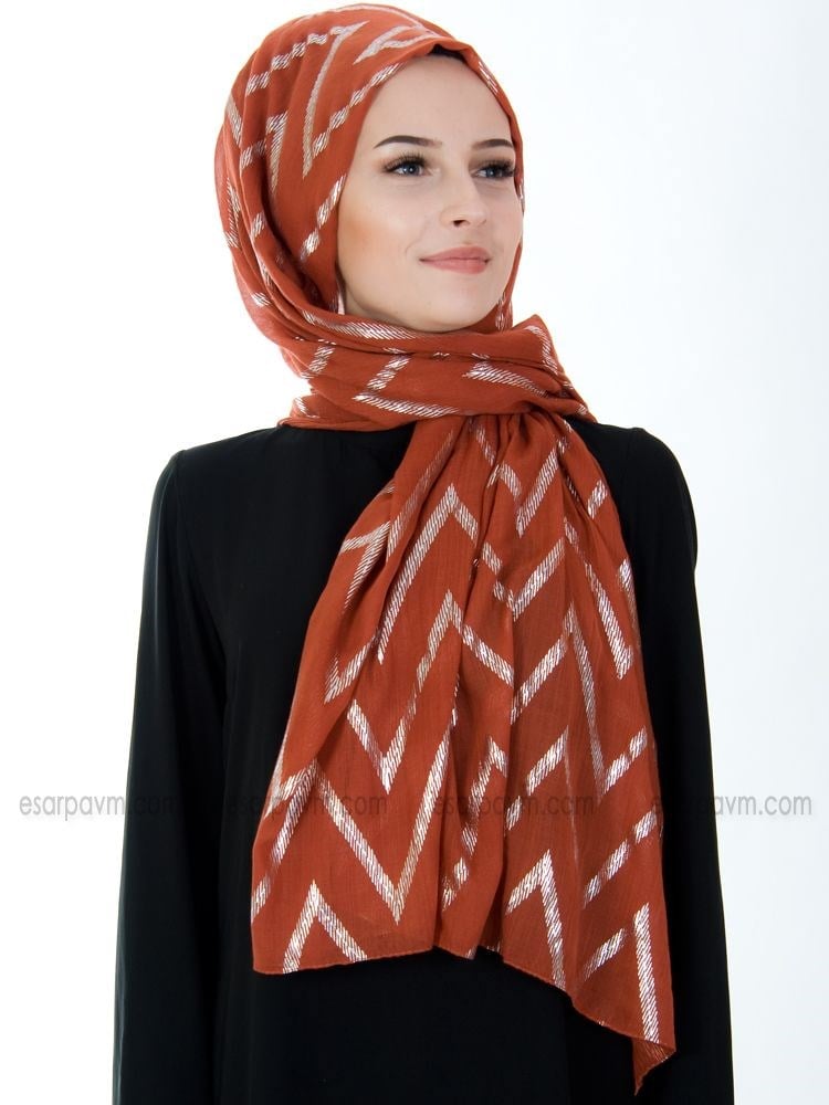 Kroren Varaklı Pamuksu Şal Taba-Gümüş