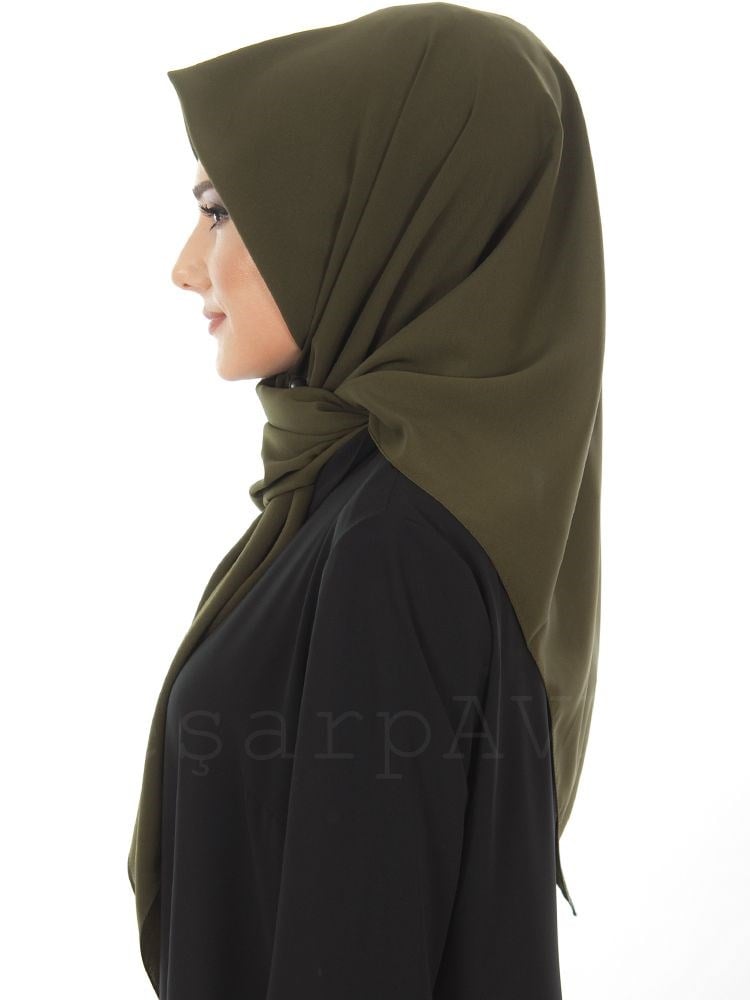 Medine İpeği Eşarp Asker Yeşili