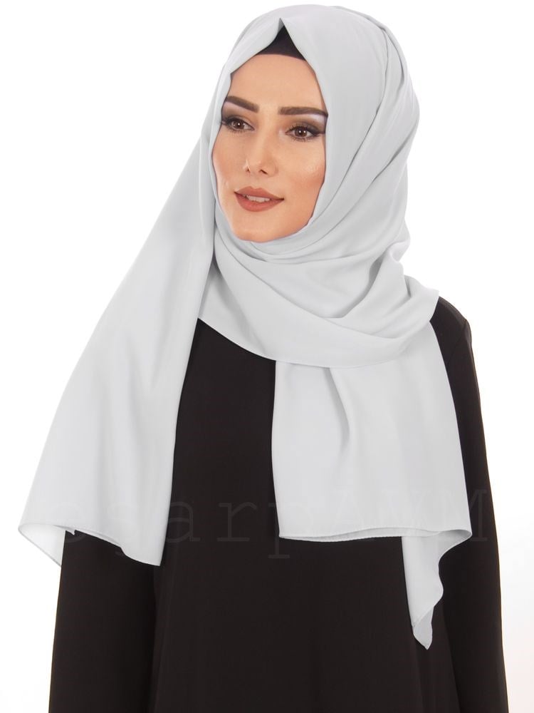 Medine İpeği Şal Gümüş Gri