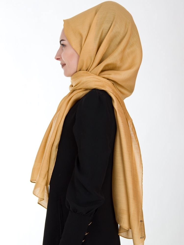 Piramit Exclusive Simli Çerçeveli Şal Altın Sarısı