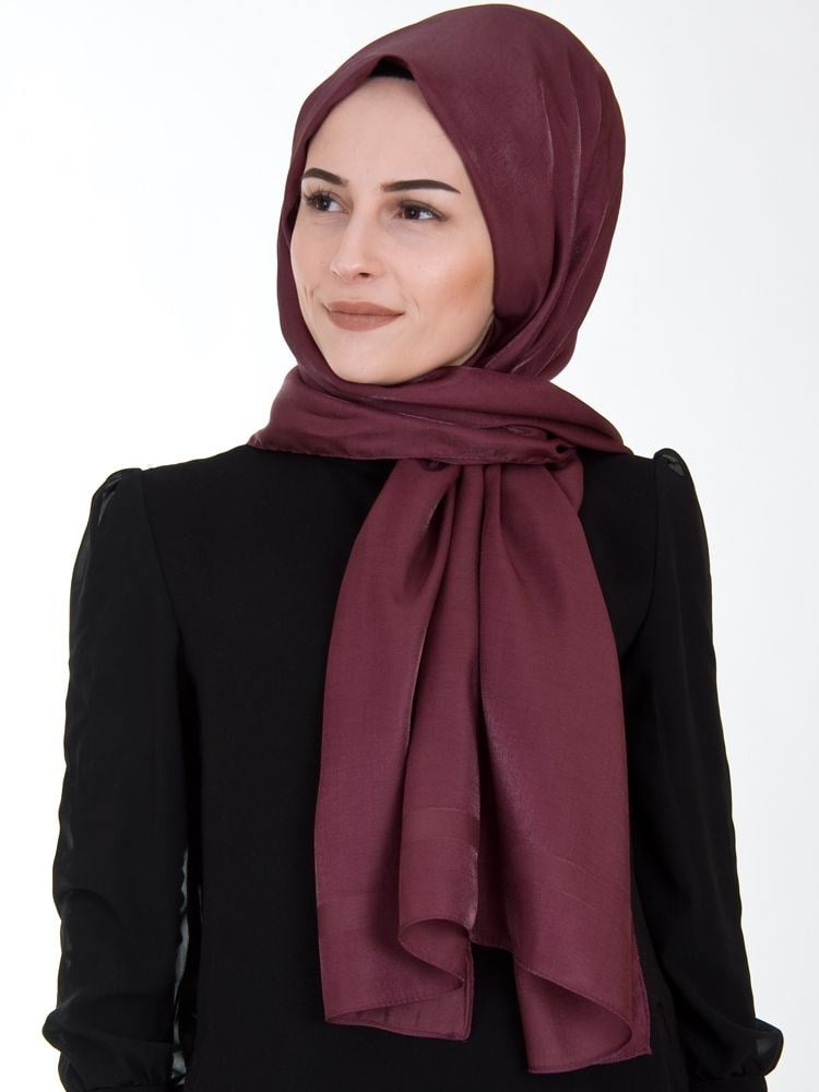 Piramit Exclusive Simli Çerçeveli Şal Bordo