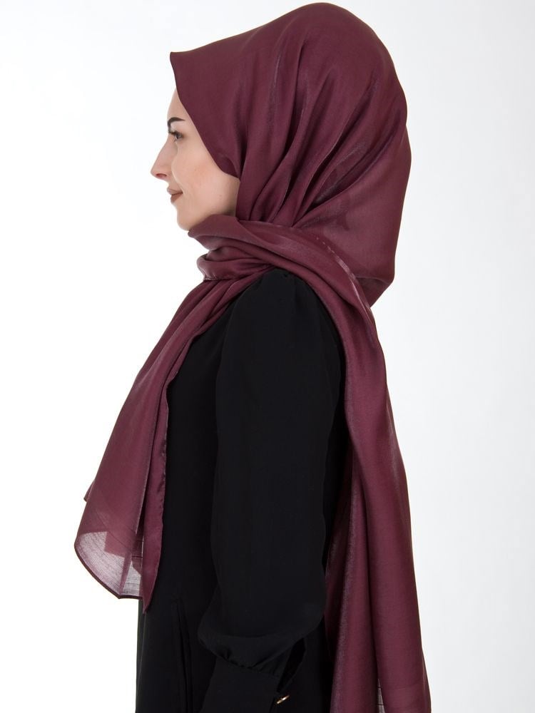 Piramit Exclusive Simli Çerçeveli Şal Bordo