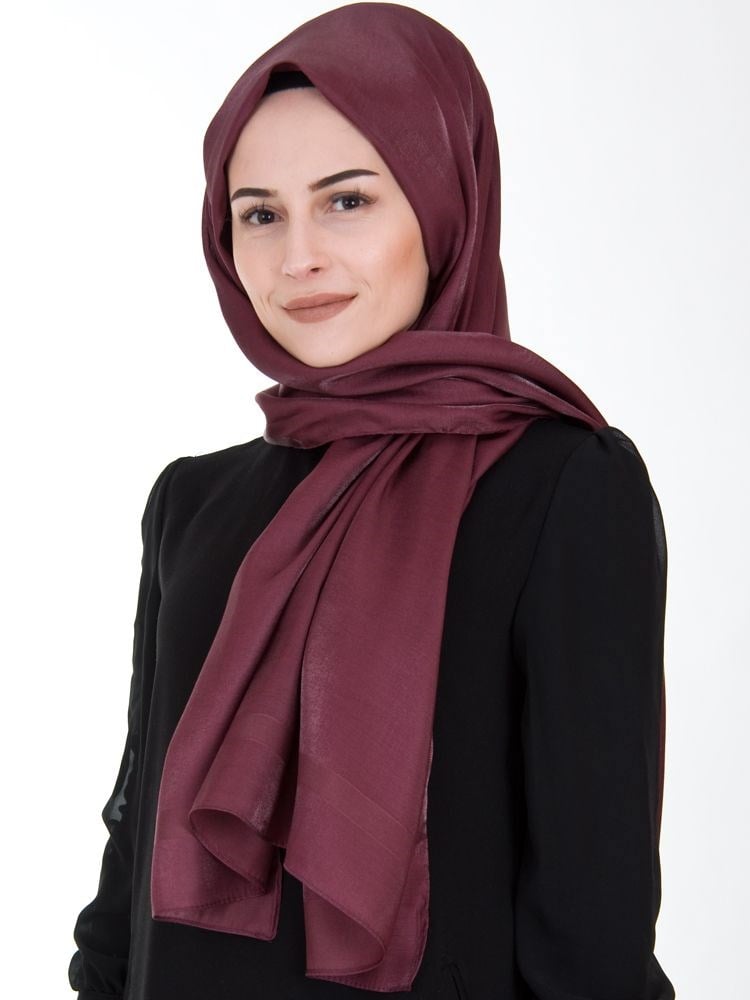 Piramit Exclusive Simli Çerçeveli Şal Bordo