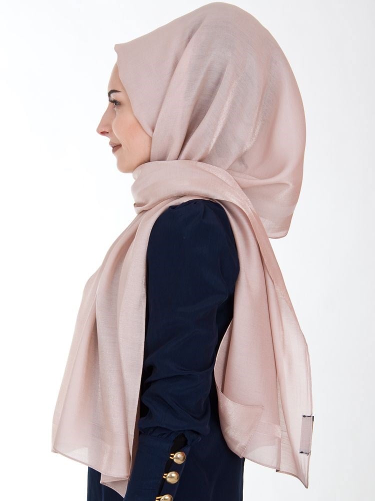 Piramit Exclusive Simli Çerçeveli Şal Pudra
