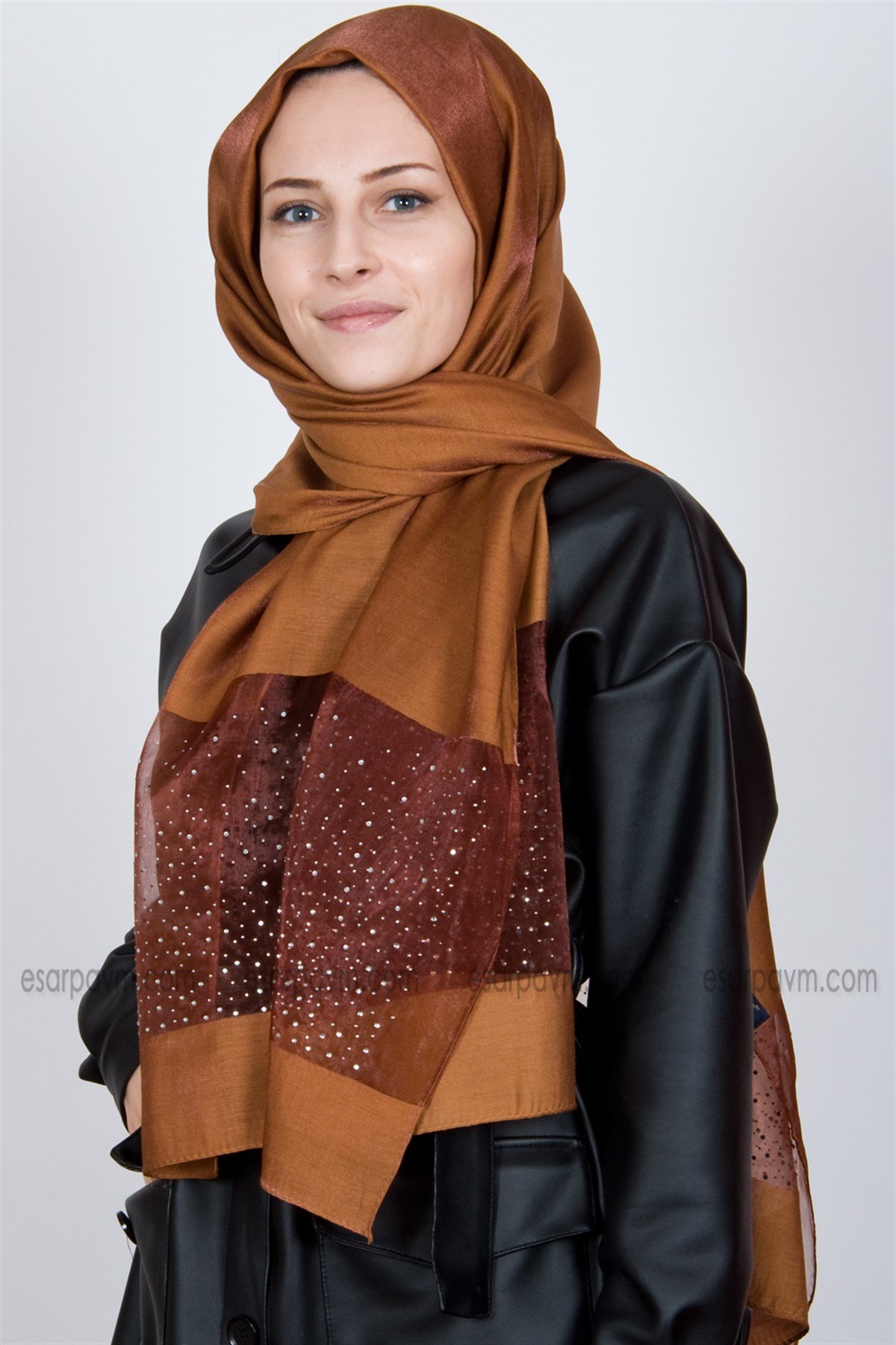 Piramit Exclusive Taşlı Şal Taba