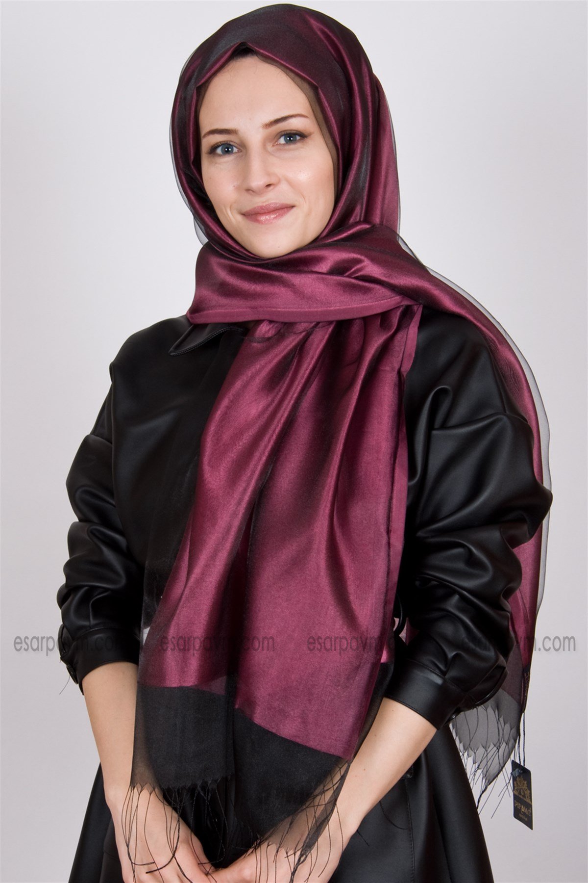 Piramit Prenses Tül Şal Fuşya-Siyah
