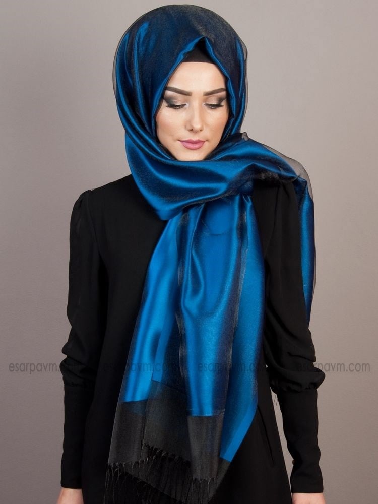 Piramit Prenses Tül Şal Siyah-Saks