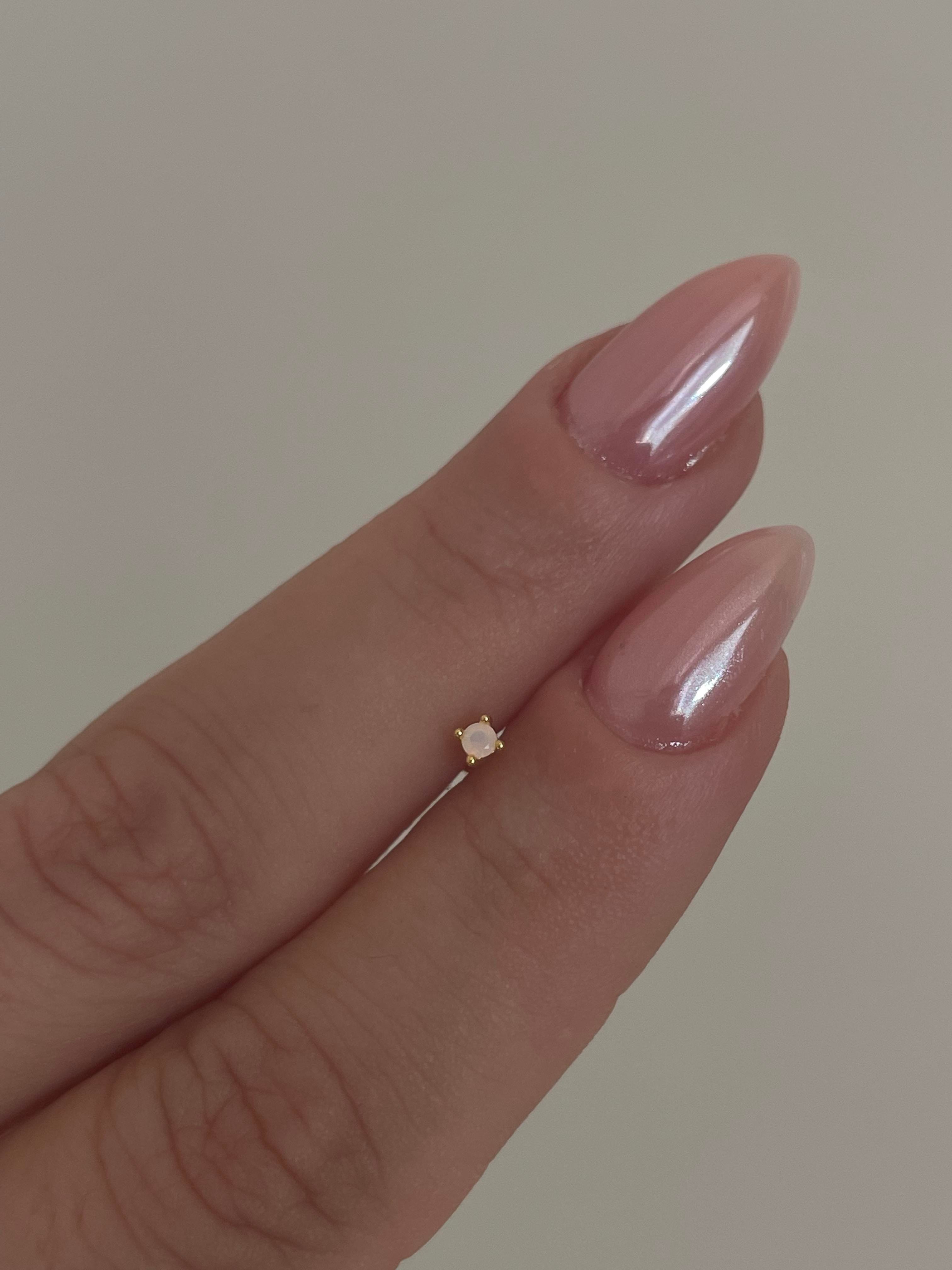 Ay Taşlı Tek Taş Piercing