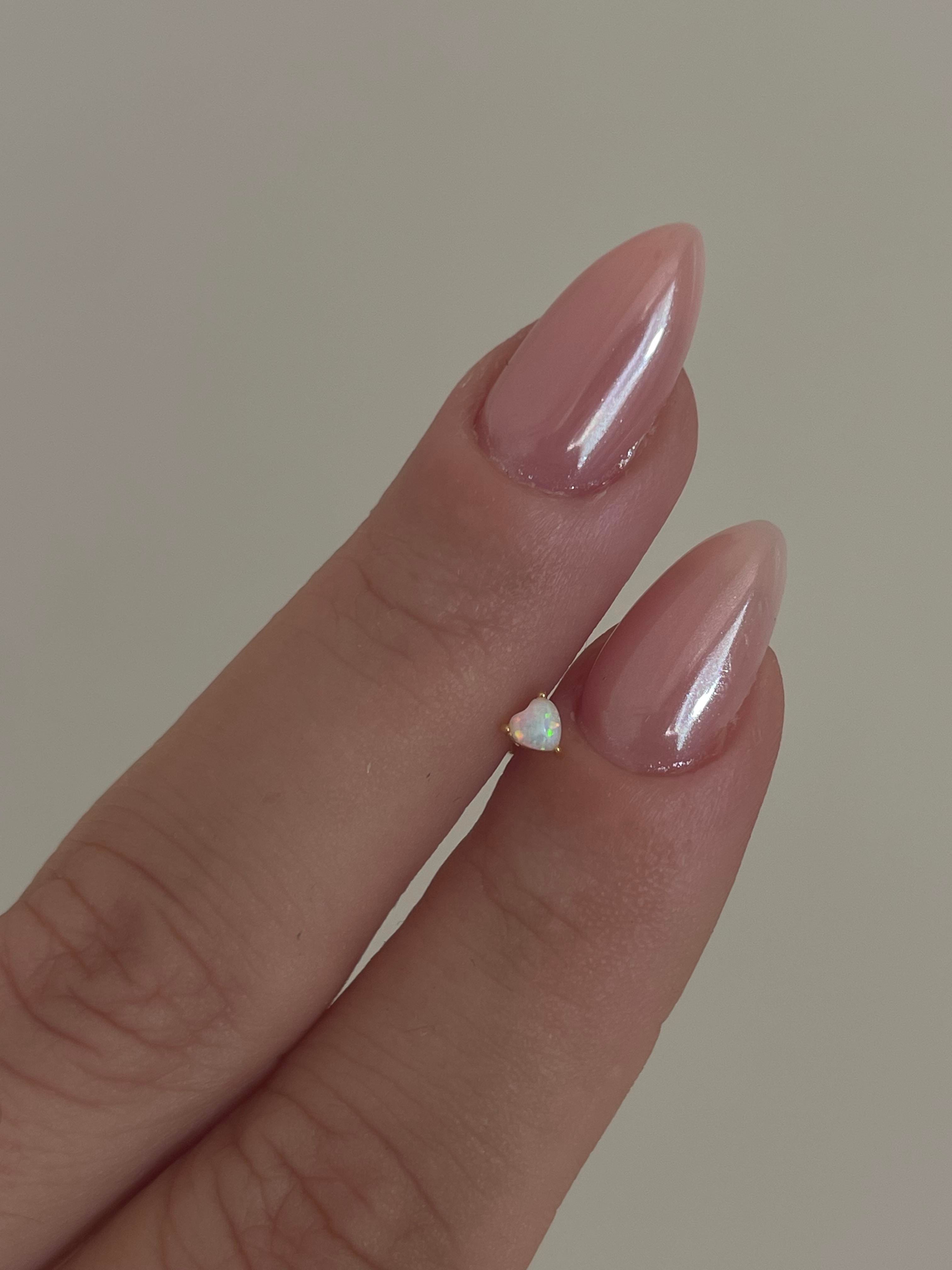  Opal Taşlı Kalp Piercing