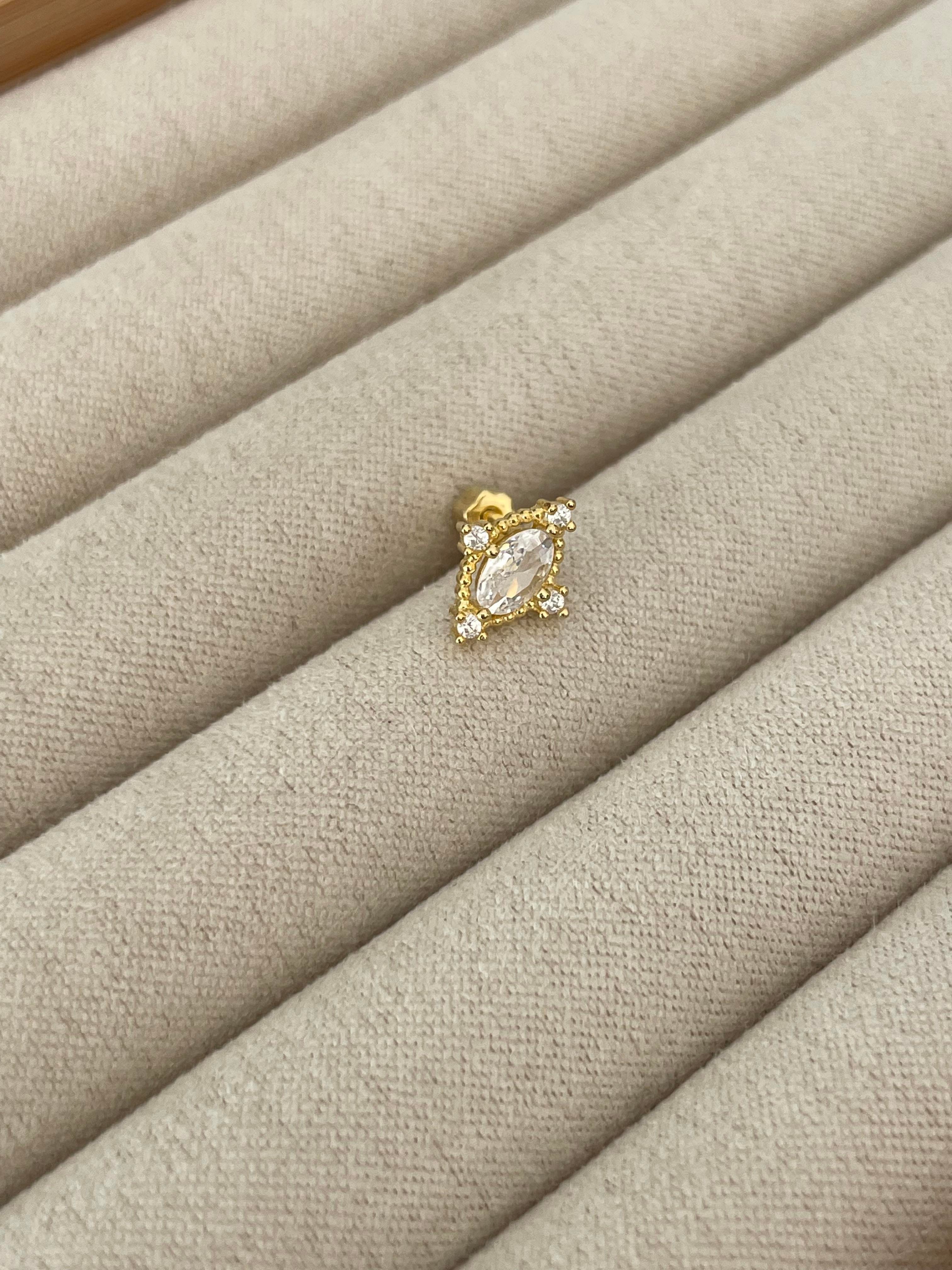 Kenarları Taşlı Oval Piercing