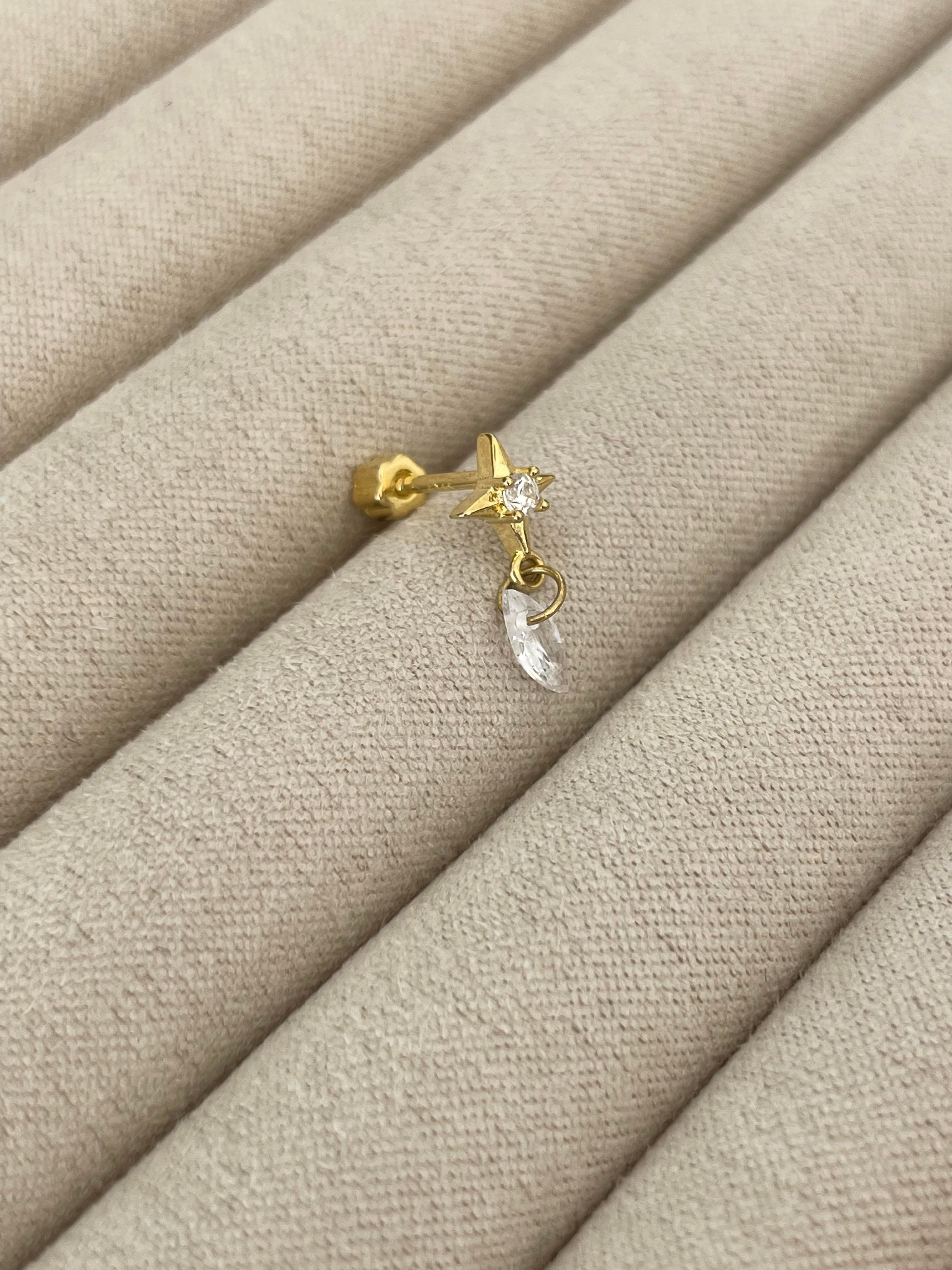 Kristal Taşlı Kutup Yıldızı Piercing
