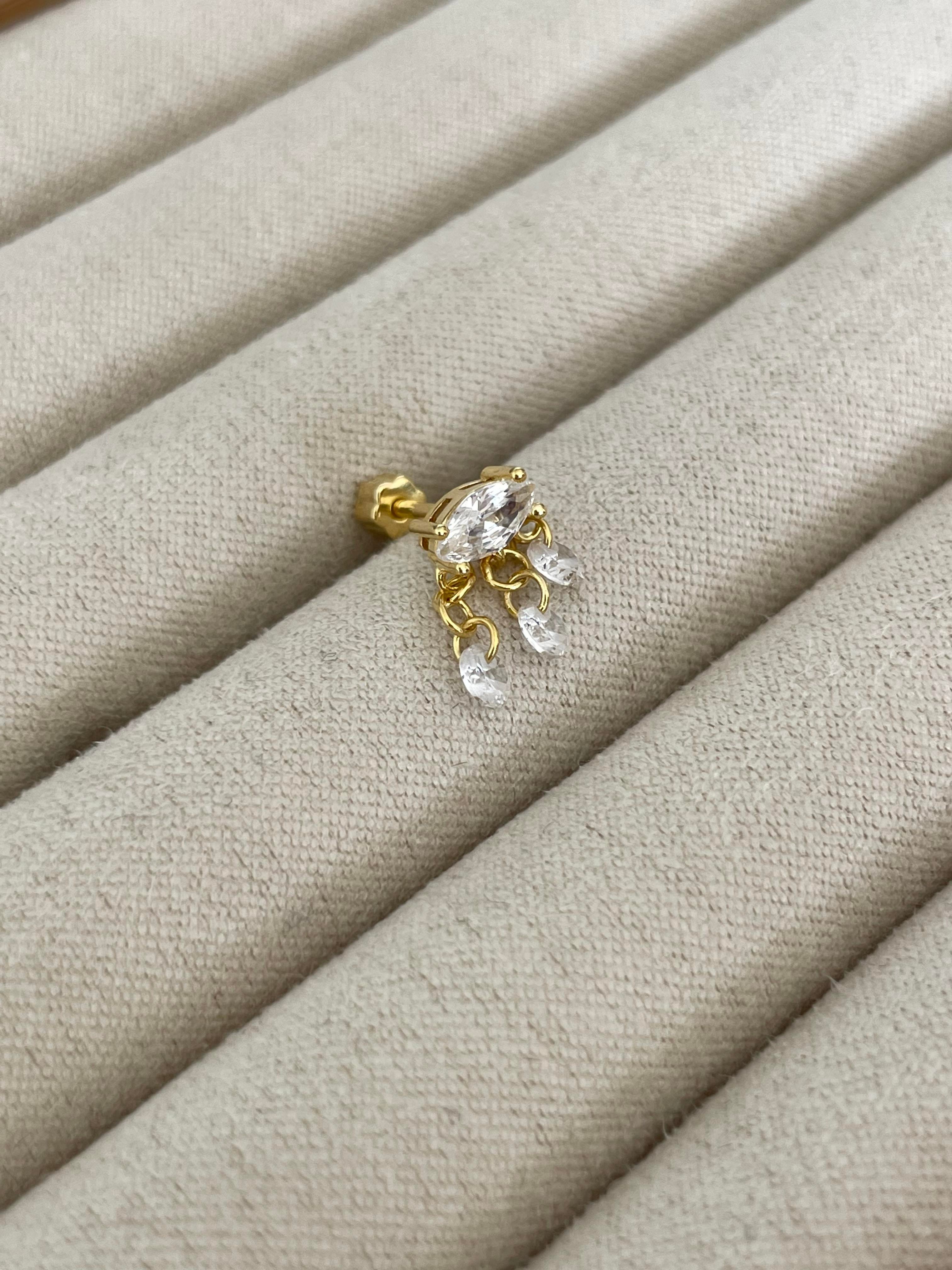 Kristal Taşlı Markiz Piercing