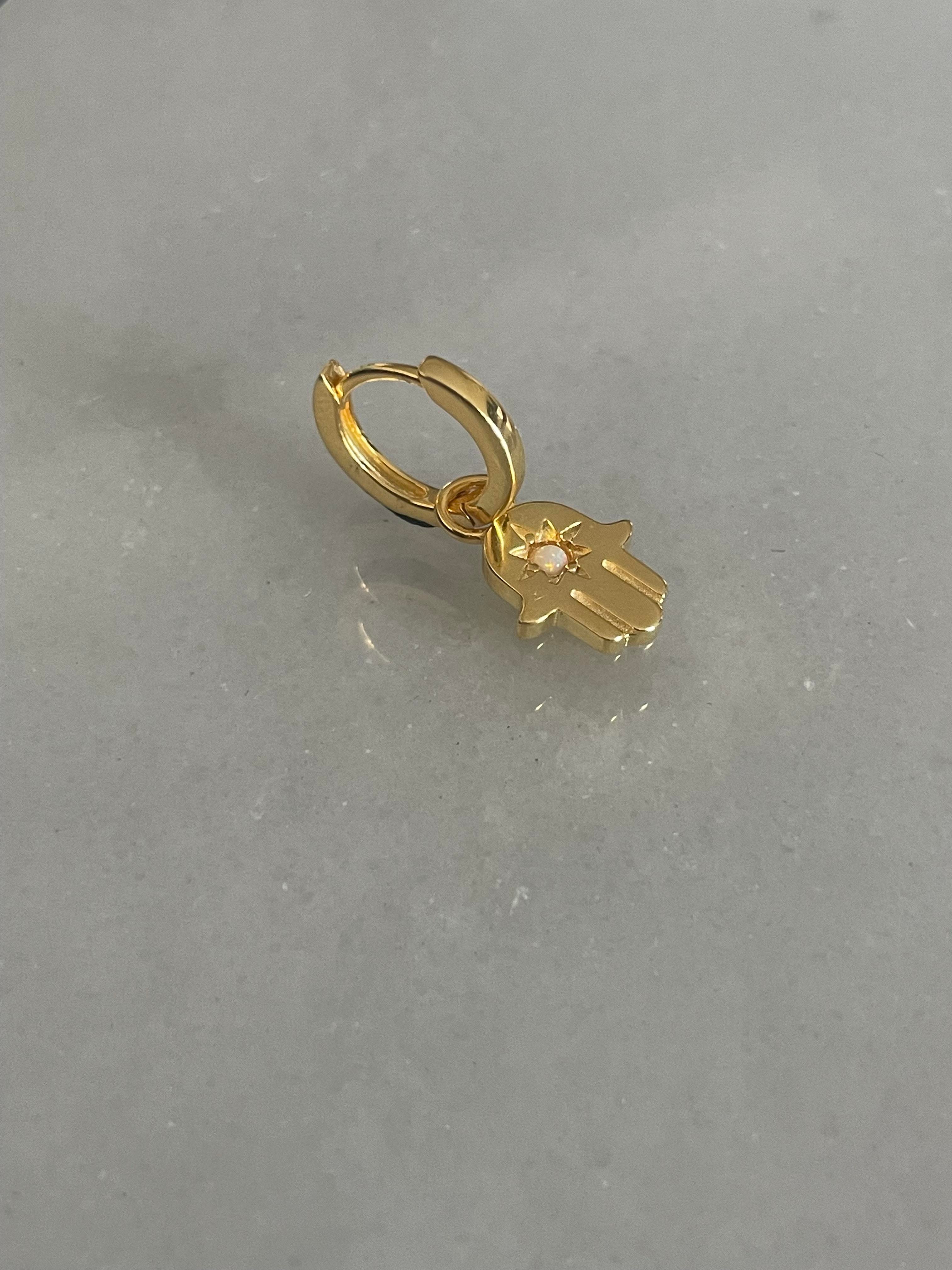 Opal Taşlı El Detaylı Halka Küpe
