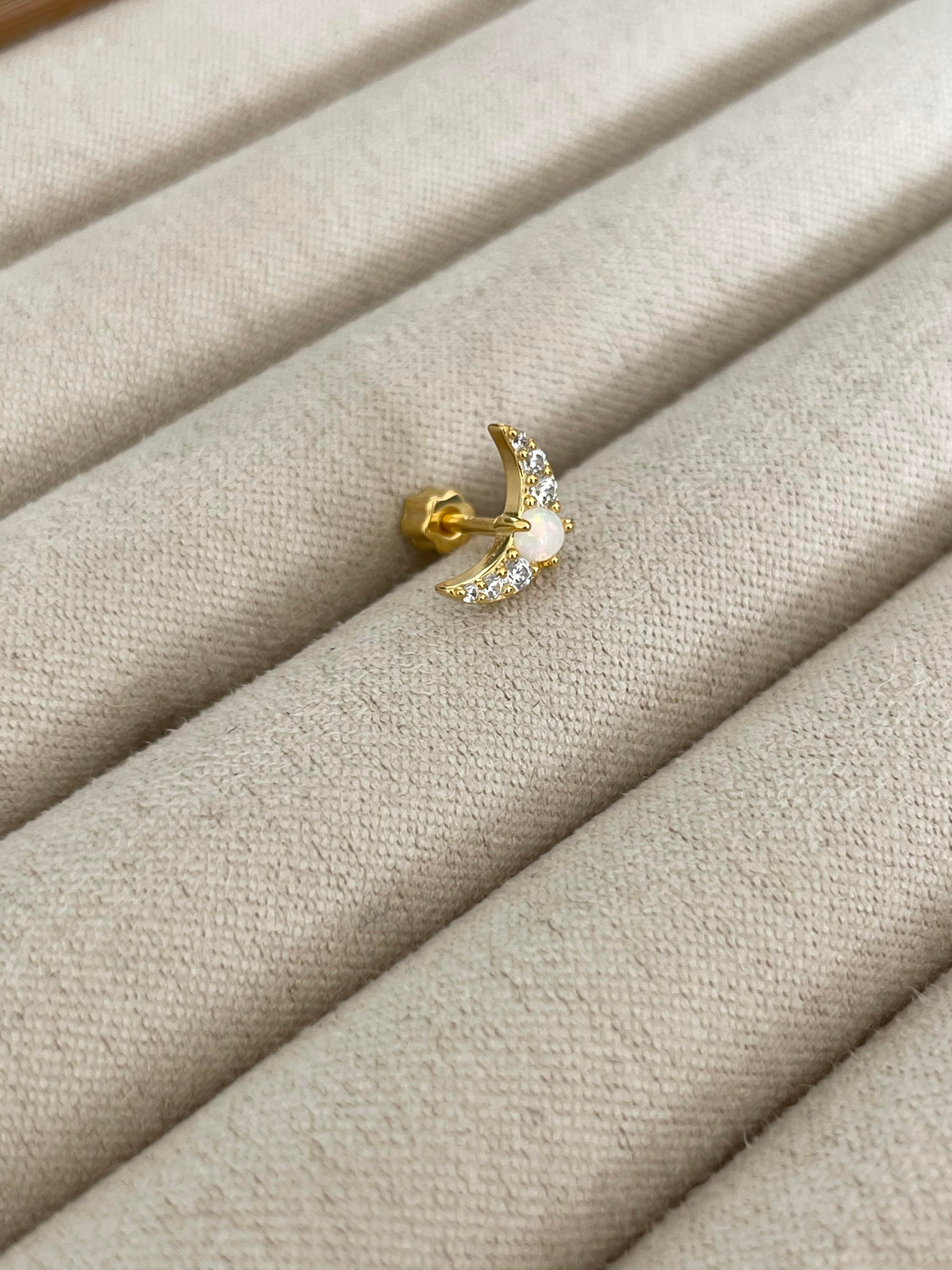 Opal Taşlı Hilal Piercing