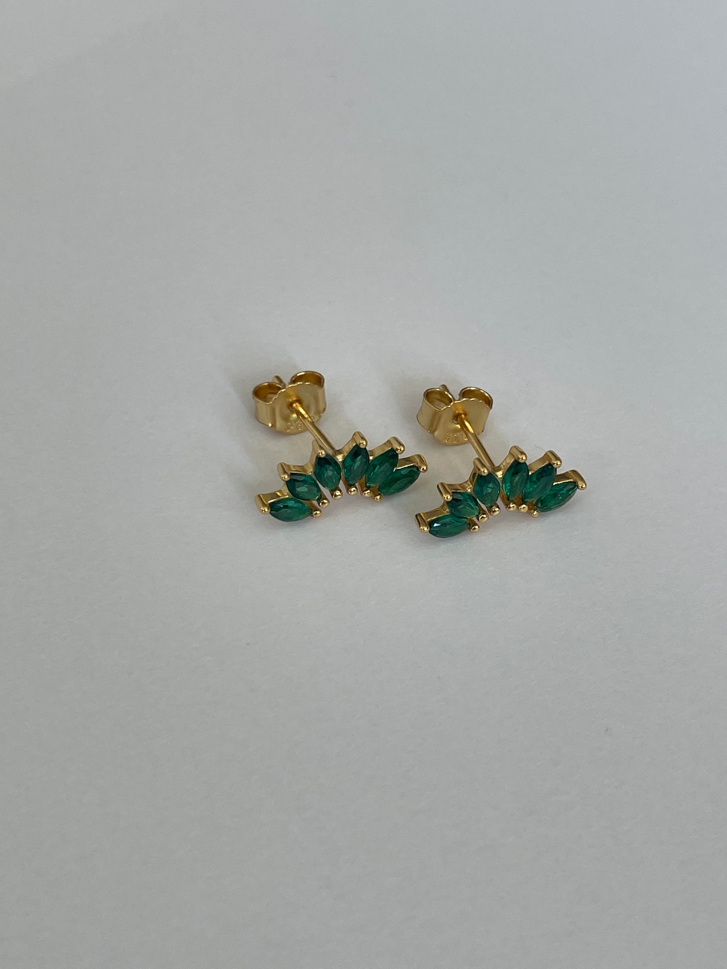 Renkli Taşlı Lotus Küpe