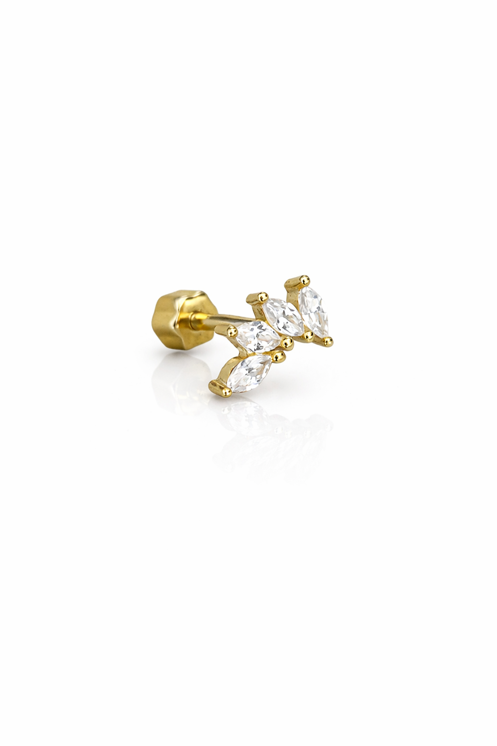 Yaprak Form Taşlı Piercing