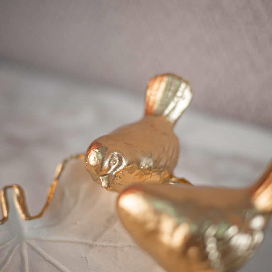 Dekoratif Kuşlu Tabak Beyaz Gold