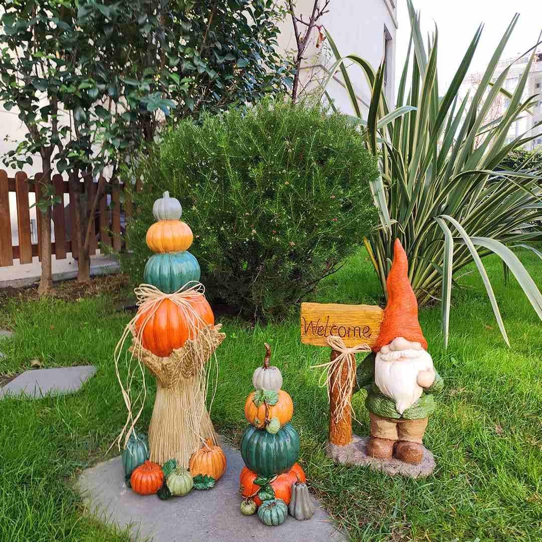 Welcome Cüce Bal Kabakları Bahçe Dekor Heykeli 3lü Set 