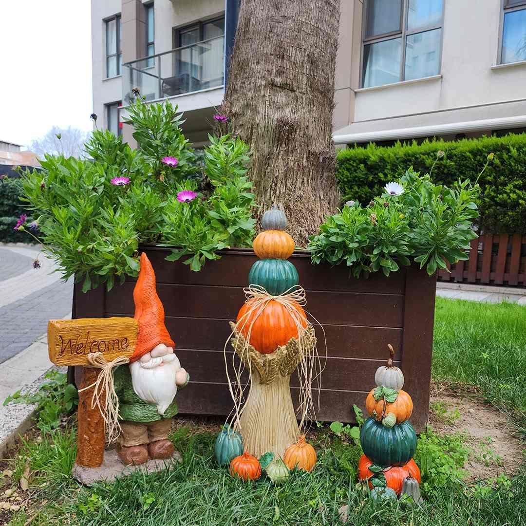 Welcome Cüce Bal Kabakları Bahçe Dekor Heykeli 3lü Set 