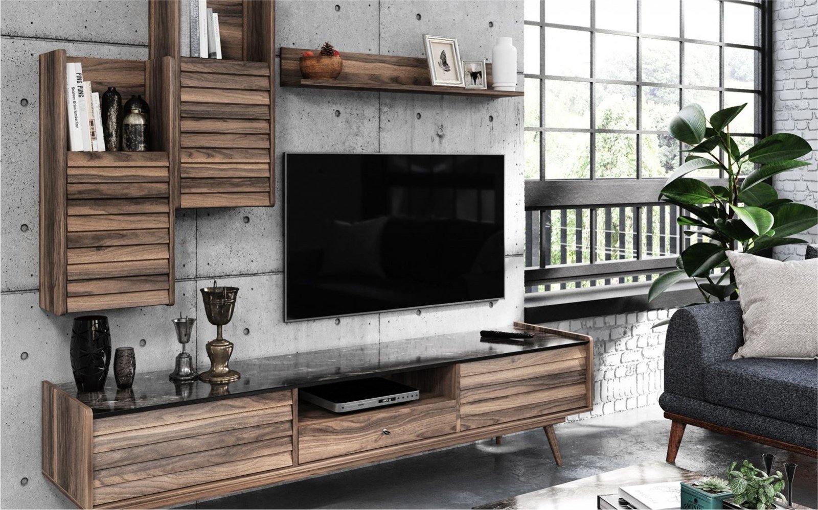 tv üniteleriSETAŞSETAŞCorsa Ceviz Tv Ünitesi