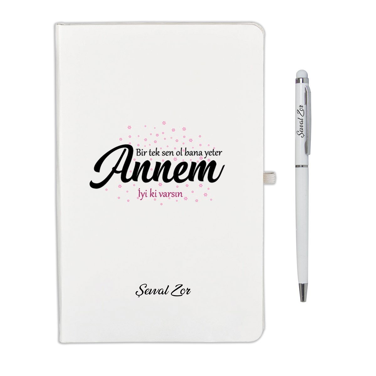  İsme Özel Defter Kalem ve Kahve Fincan Seti - Anne Sevgisi