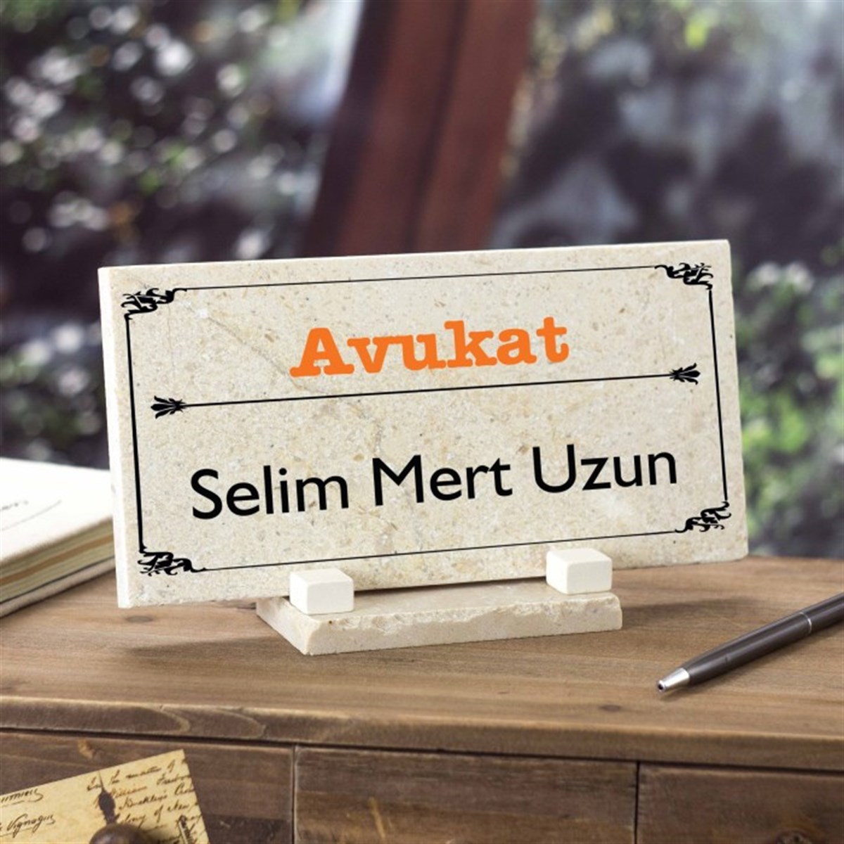  Kişiye Özel Masaüstü İsimlik Dekoratif Dikdörtgen Taş - Meslek Model1