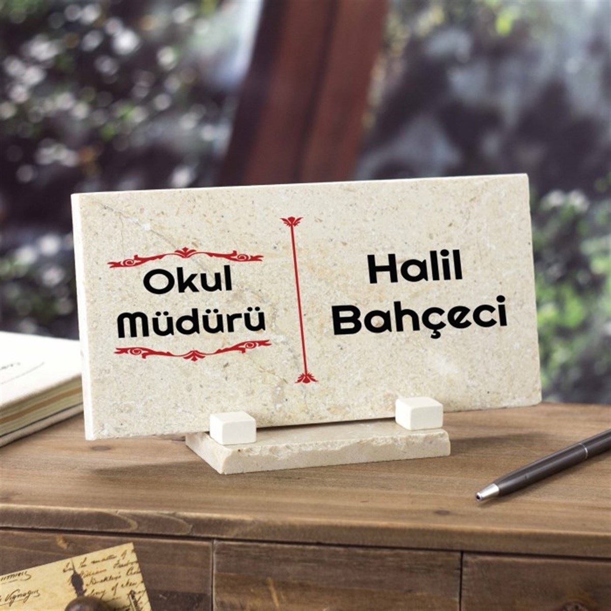  Kişiye Özel Masaüstü İsimlik Dekoratif Dikdörtgen Taş - Meslek Model2