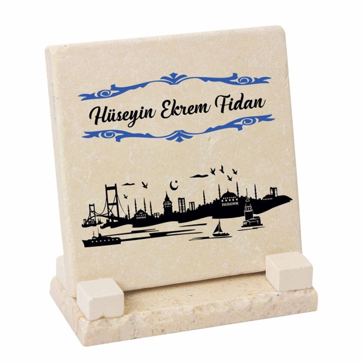  Kişiye Özel Masaüstü İsimlik Kare Taş - İstanbul