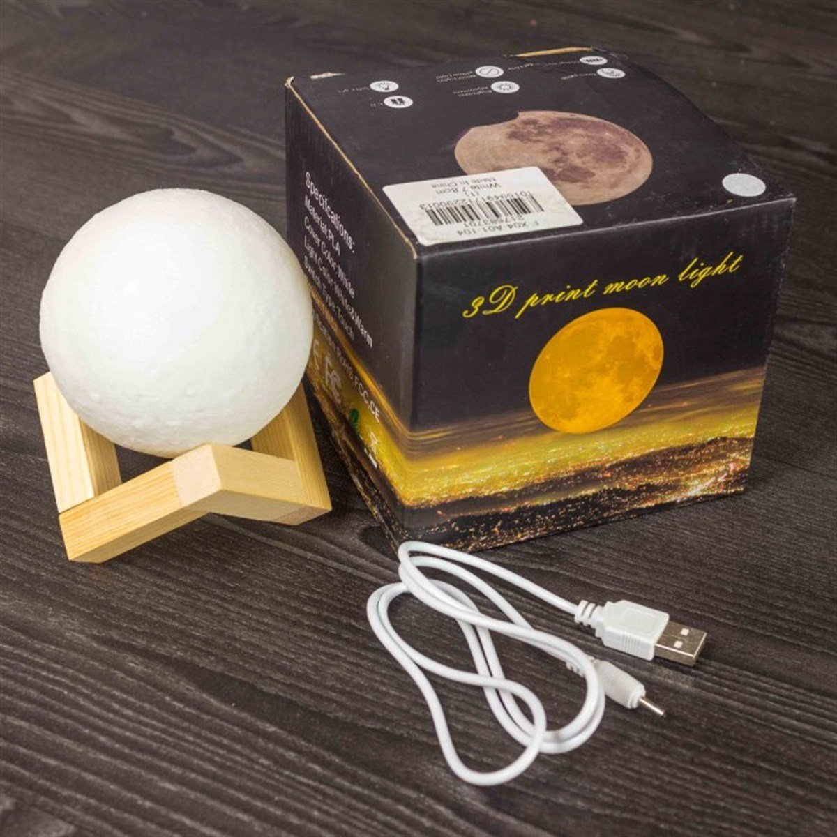 3 Boyutlu Tasarımlı Ay Gece Lambası 3d Moon Light Büyük Boy
