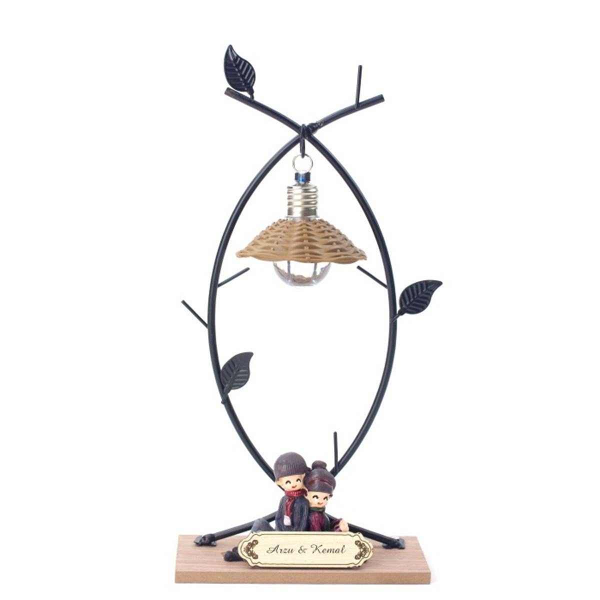 Ağaç Altında Oturan Romantik Çift Temalı Masa Lambası