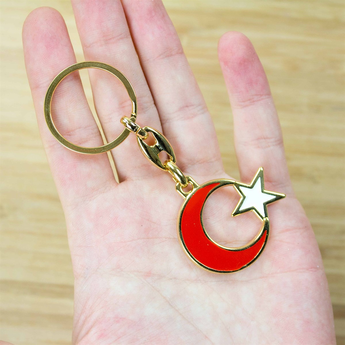 Ay Yıldız Tasarımlı Metal Anahtarlık 