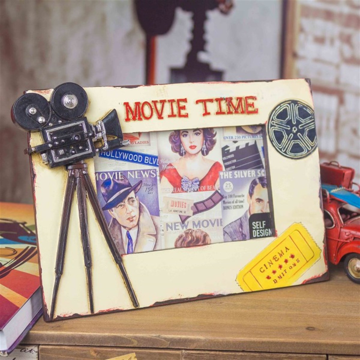 Film Makinesi Temalı Resim Çerçevesi ve Biblo 