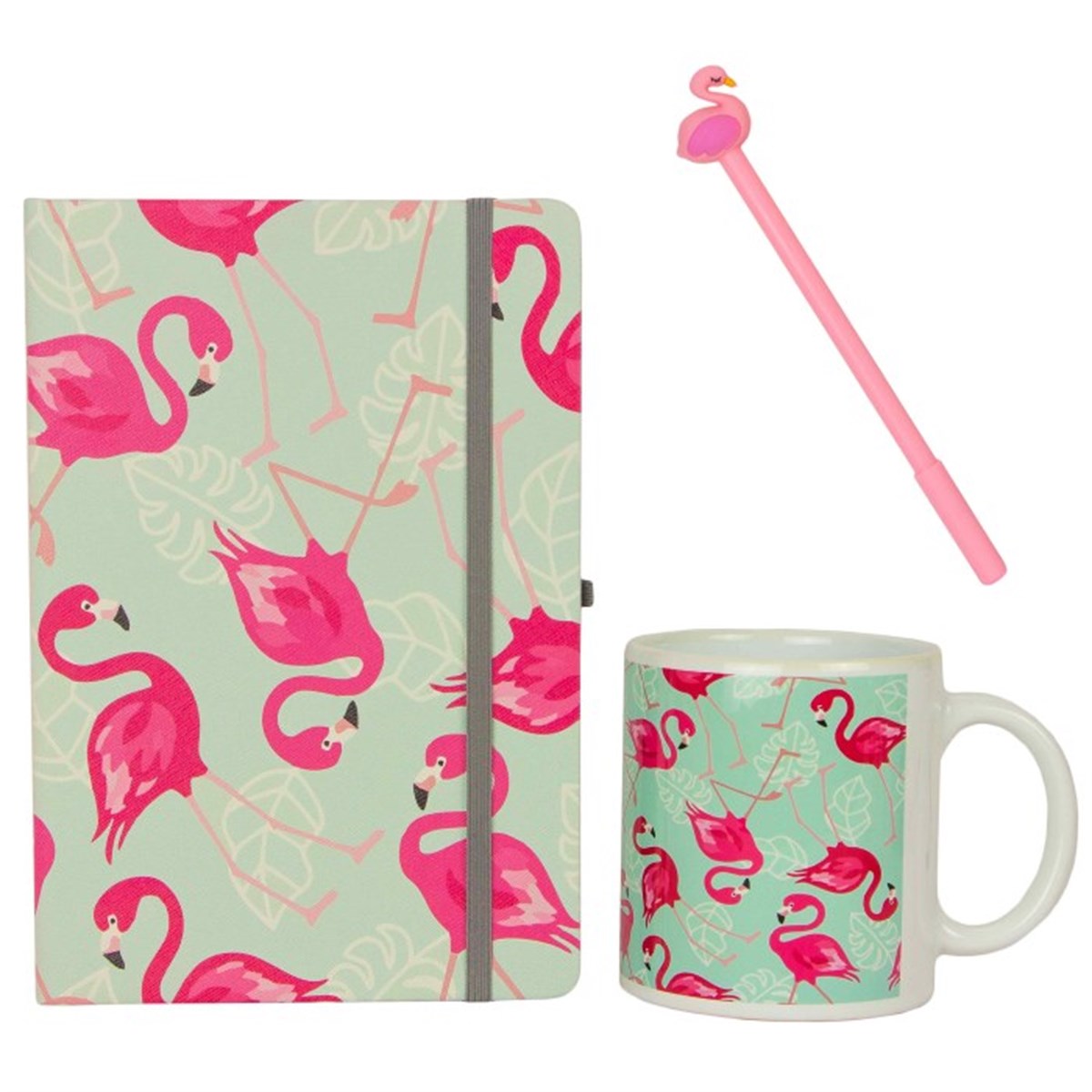 Flamingo Temalı Defter Kupa ve Kalem Seti