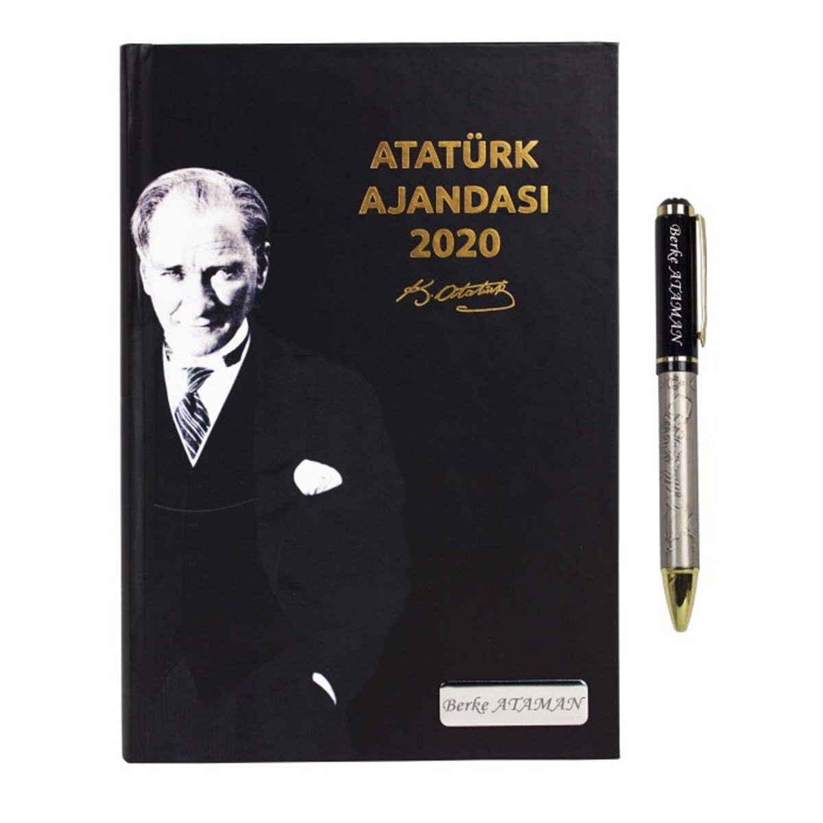 İsme Özel 2020 Büyük Boy K. Atatürk Temalı Ajanda ve Tükenmez Kalem Seti​