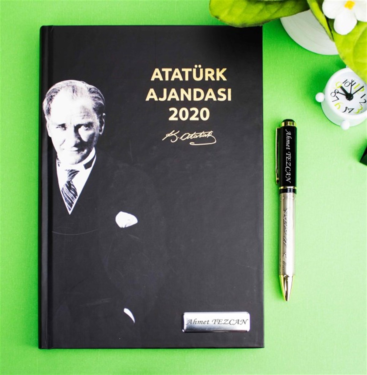 İsme Özel 2020 Büyük Boy K. Atatürk Temalı Ajanda ve Tükenmez Kalem Seti​
