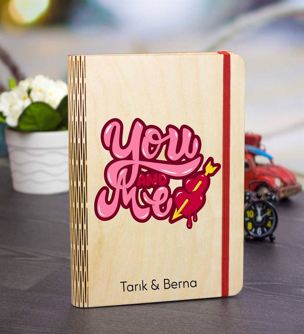 İsme Özel Ahşap Anı Defteri - You And Me