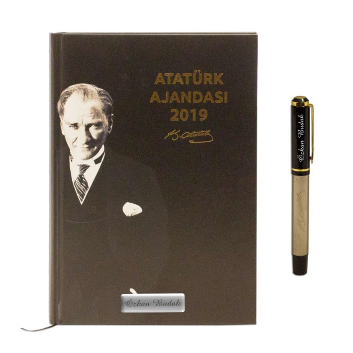 İsme Özel Ahşap Kutulu K. Atatürk Temalı 2020 Ajanda ve Roller Kalem Seti​